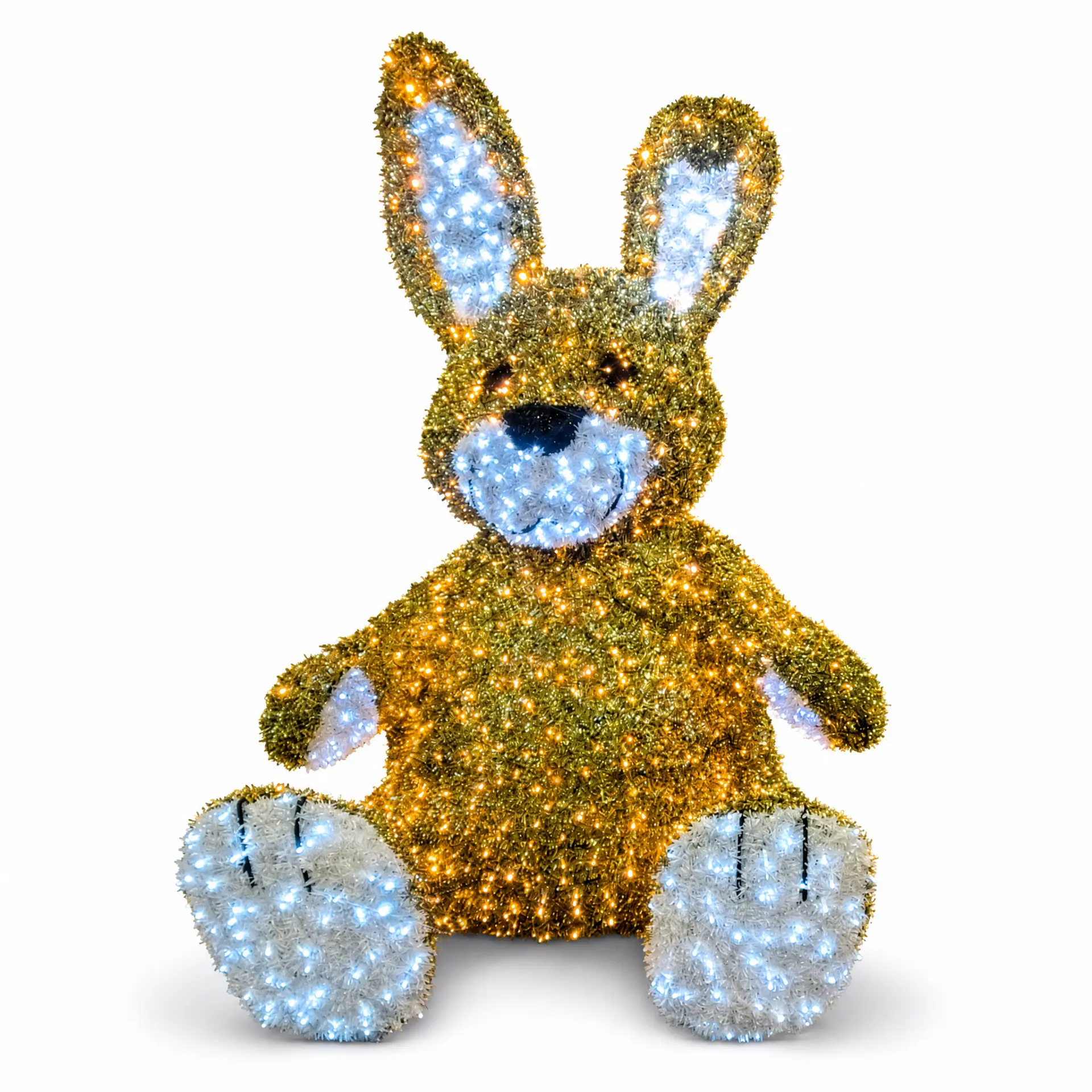 Hase (gold-weiß) – beleuchtete Deko-Lichtfigur zum Mieten