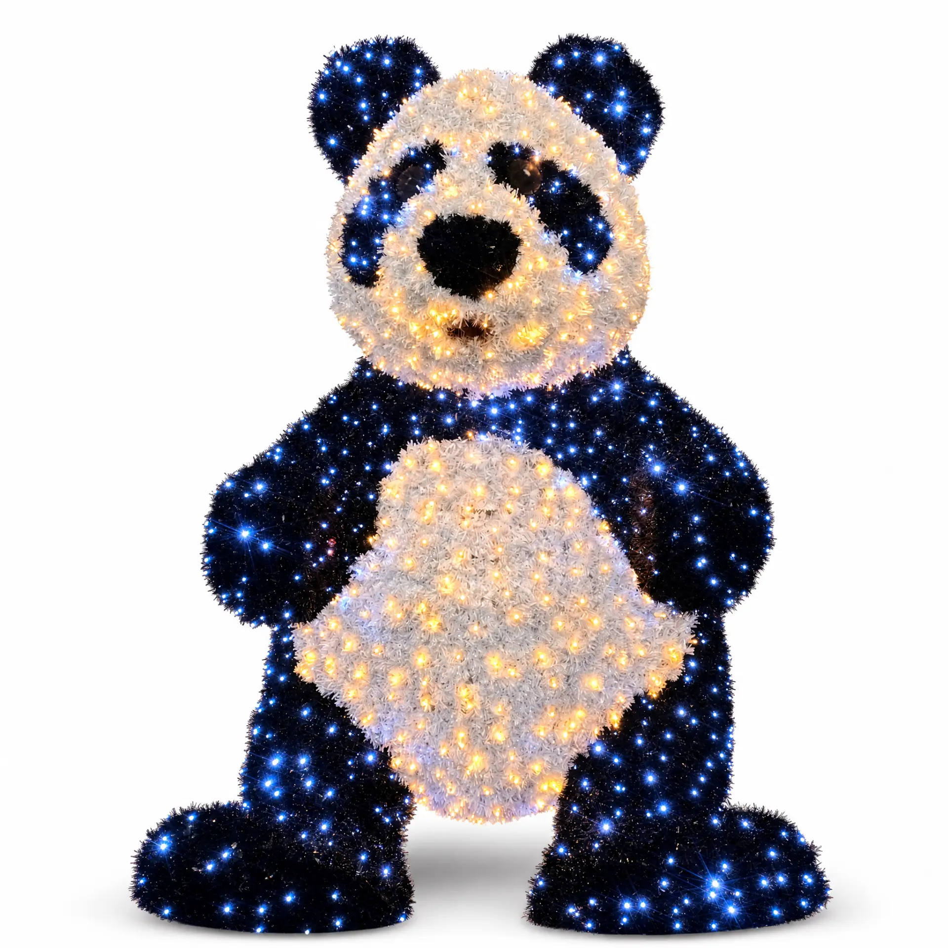 Panda (blau-weiß) – beleuchtete Deko-Lichtfigur zum Mieten