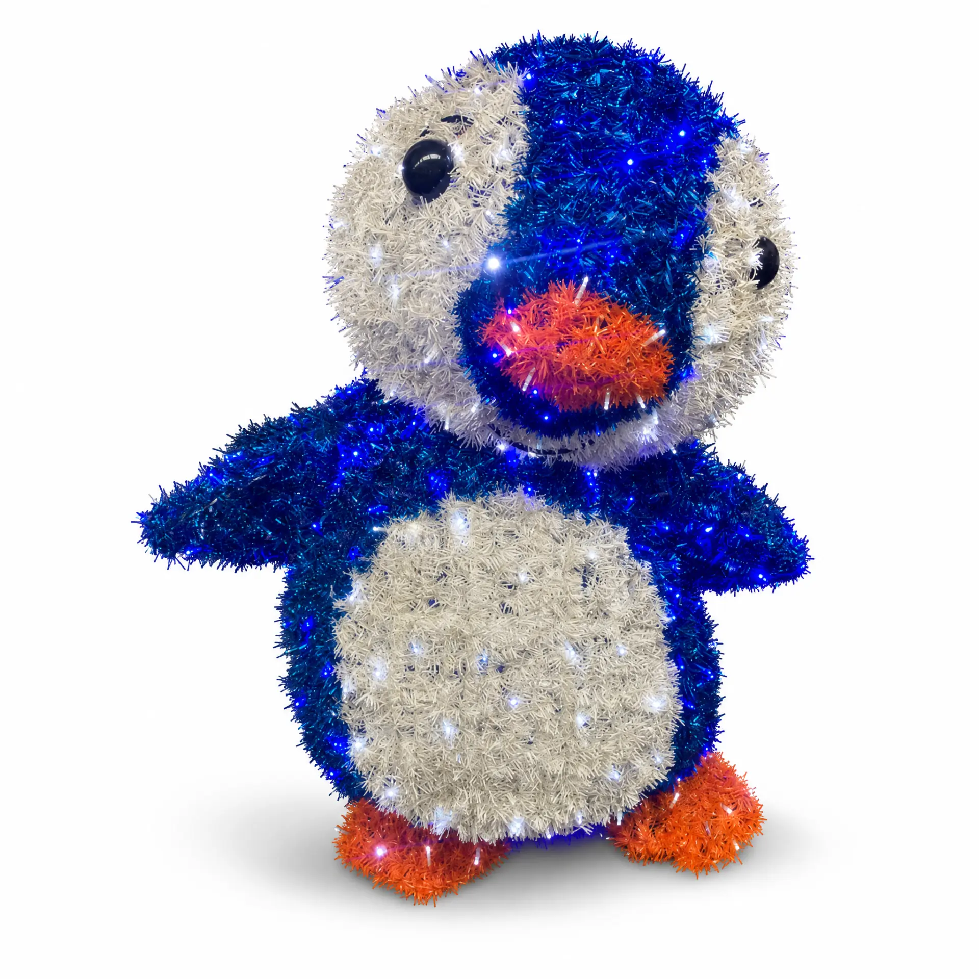 Pinguin (blau-weiß) – beleuchtete Deko-Lichtfigur zum Mieten