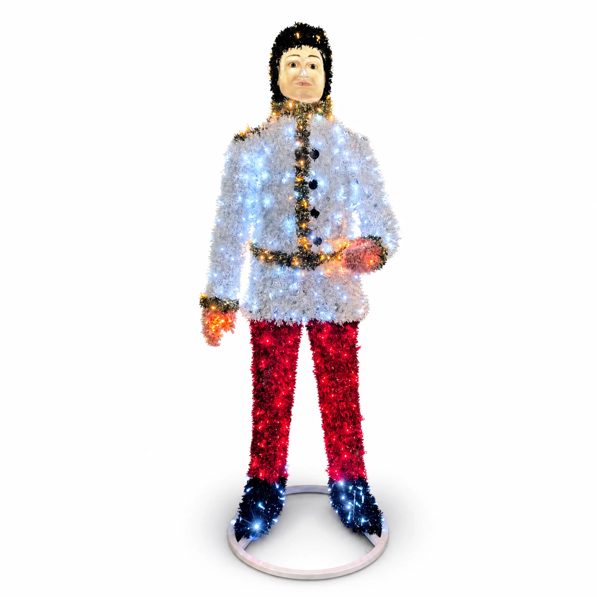 Prinz / Nussknacker (weiß-rot) – beleuchtete Deko-Lichtfigur zum Mieten